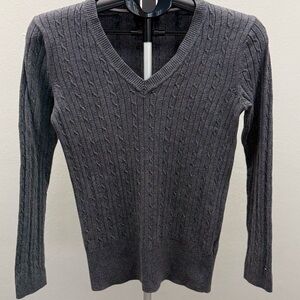 Tommy Hilfiger Charcoal V-Neck Cable Knit Sweater